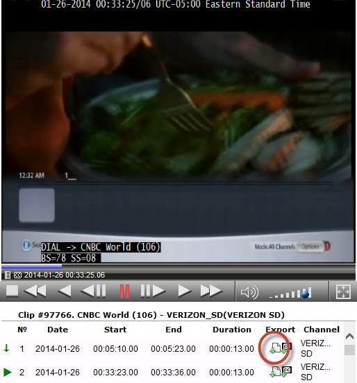 Figure: Export Button in Clip Player Window